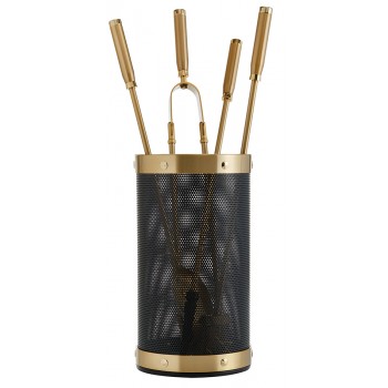 Ζωγομετάλ σετ εργαλείων τζακιού σε κουβά K16-1200 όρο ματ - μαύρο