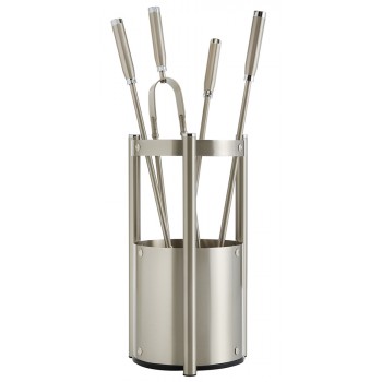 Ζωγομετάλ σετ εργαλείων τζακιού σε κουβά K27-1200 νίκελ ματ - χρώμιο