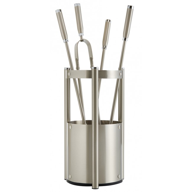 Ζωγομετάλ σετ εργαλείων τζακιού σε κουβά K27-1200 νίκελ ματ - χρώμιο