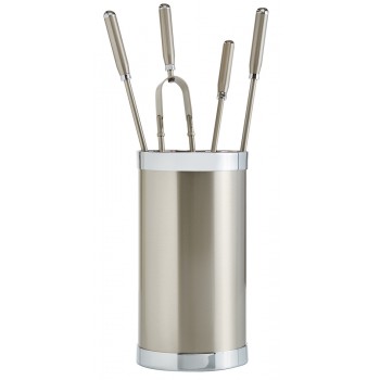 Ζωγομετάλ σετ εργαλείων τζακιού σε κουβά K10-1205 νίκελ ματ - χρώμιο