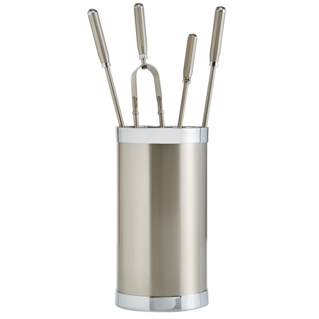 Ζωγομετάλ σετ εργαλείων τζακιού σε κουβά K10-1205 νίκελ ματ - χρώμιο