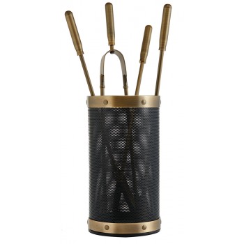 Ζωγομετάλ σετ εργαλείων τζακιού σε κουβά K16-1205 μπρονζέ - μαύρο