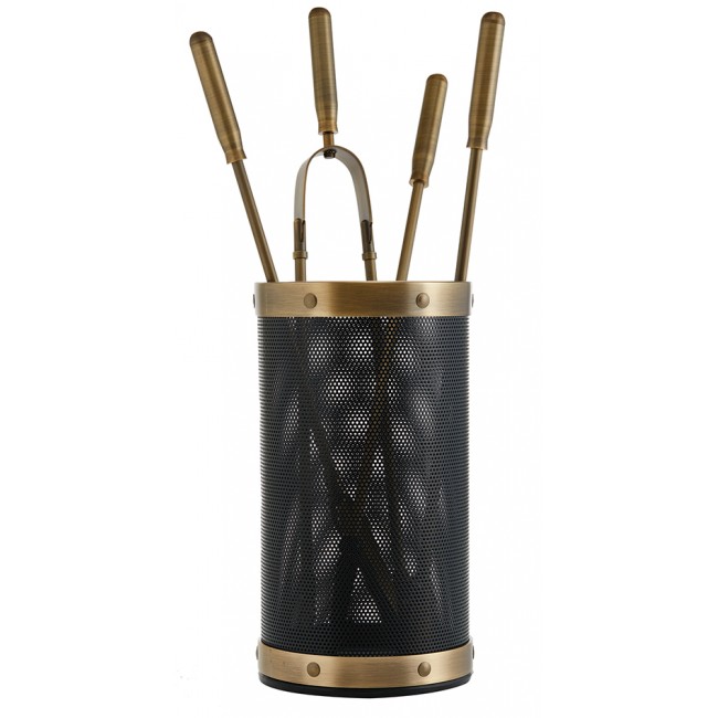 Ζωγομετάλ σετ εργαλείων τζακιού σε κουβά K16-1205 μπρονζέ - μαύρο