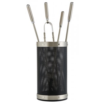 Ζωγομετάλ σετ εργαλείων τζακιού σε κουβά K16-1205 νίκλε ματ - μαύρο