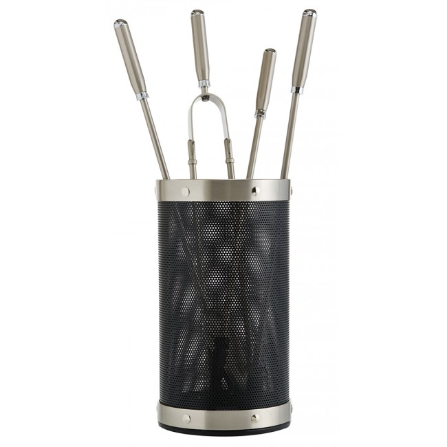 Ζωγομετάλ σετ εργαλείων τζακιού σε κουβά K16-1205 νίκλε ματ - μαύρο