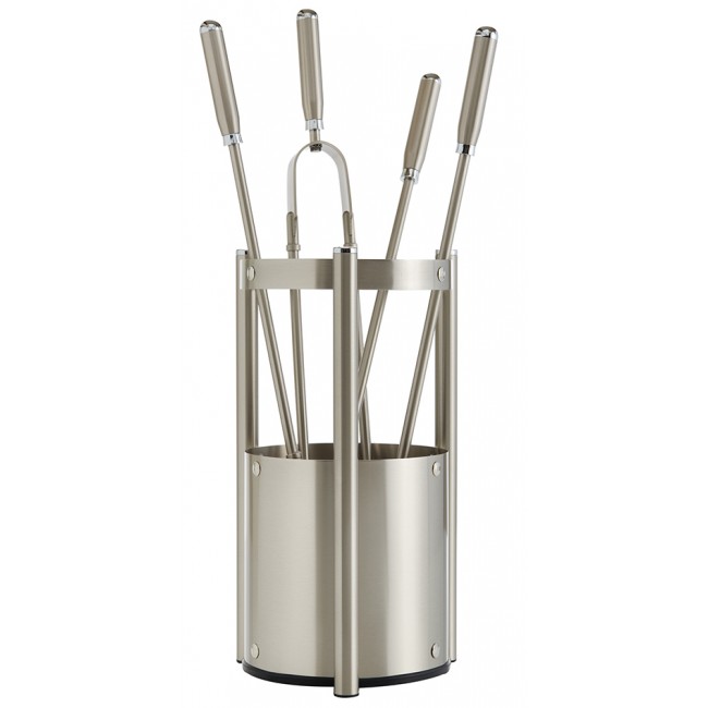 Ζωγομετάλ σετ εργαλείων τζακιού σε κουβά K27-1205 νίκελ ματ - χρώμιο