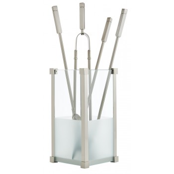 Ζωγομετάλ σετ εργαλείων τζακιού σε κουβά K20-1215 νίκελ ματ