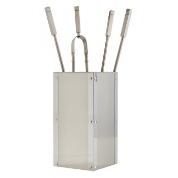 Ζωγομετάλ σετ εργαλείων τζακιού σε κουβά K26-1215 νίκελ ματ - χρώμιο