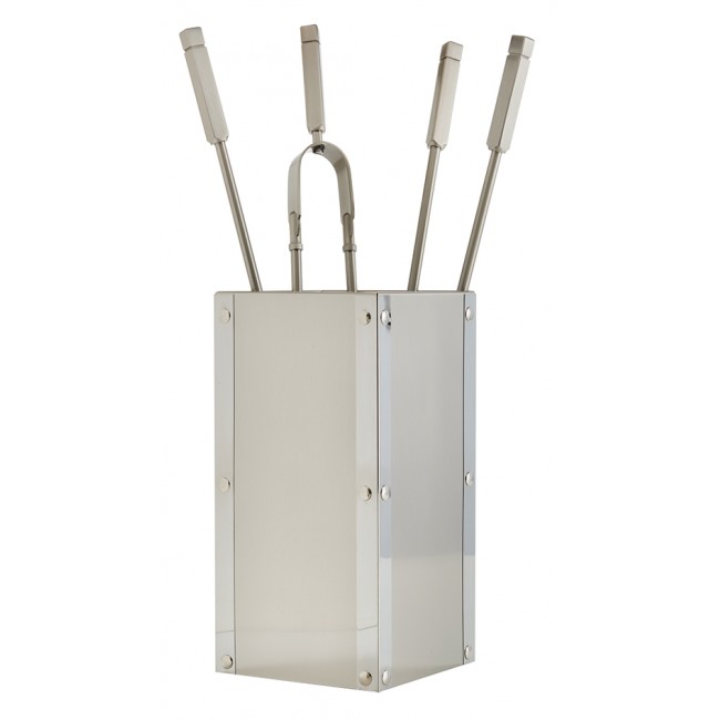 Ζωγομετάλ σετ εργαλείων τζακιού σε κουβά K26-1215 νίκελ ματ - χρώμιο