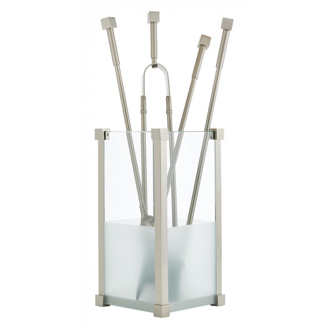 Ζωγομετάλ σετ εργαλείων τζακιού σε κουβά K20-1220 νίκελ ματ