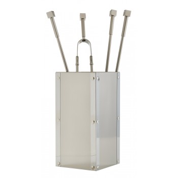 Ζωγομετάλ σετ εργαλείων τζακιού σε κουβά K26-1220 νίκελ ματ - χρώμιο