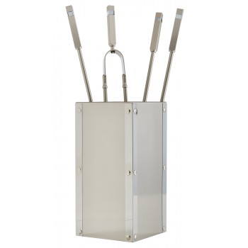 Ζωγομετάλ σετ εργαλείων τζακιού σε κουβά K26-1225 νίκελ ματ - χρώμιο