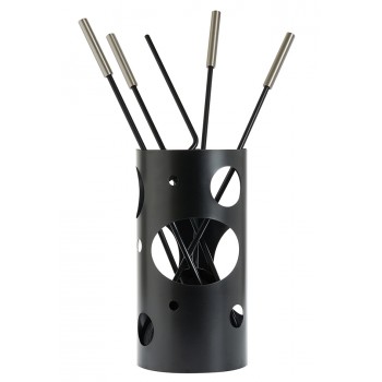 Ζωγομετάλ σετ εργαλείων τζακιού σε κουβά K30-1230 μαύρο - νίκελ ματ