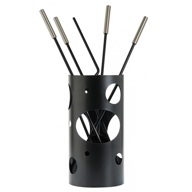 Ζωγομετάλ σετ εργαλείων τζακιού σε κουβά K30-1230 μαύρο - νίκελ ματ