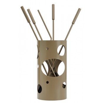 Ζωγομετάλ σετ εργαλείων τζακιού σε κουβά K30-1230 καφέ ελιάς