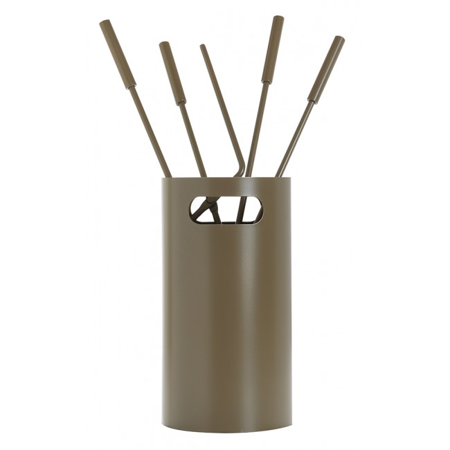 Ζωγομετάλ σετ εργαλείων τζακιού σε κουβά K32-1230 καφέ ελιάς