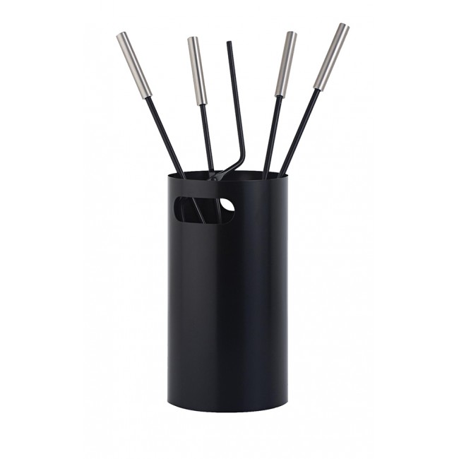 Ζωγομετάλ σετ εργαλείων τζακιού σε κουβά K32-1230 μαύρο - νίκελ ματ