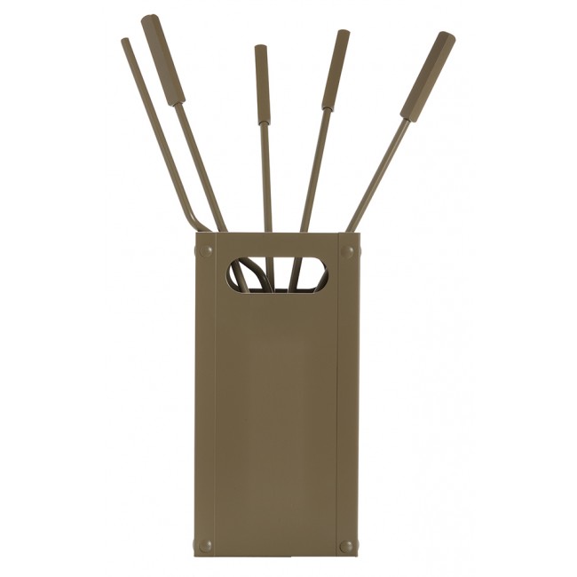 Ζωγομετάλ σετ εργαλείων τζακιού σε κουβά K34-1235 καφέ ελιάς