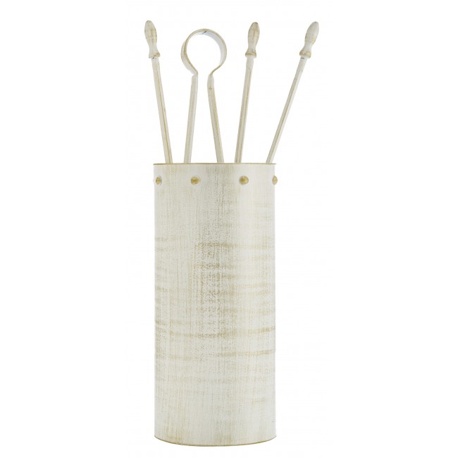 Ζωγομετάλ σετ εργαλείων τζακιού σε κουβά K05-0671 κρέμ πατίνα χρυσό