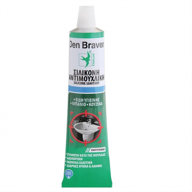 Den Braven αντιμουχλική σιλικόνη Silocone Sanitary DYI 80 ml διάφανη