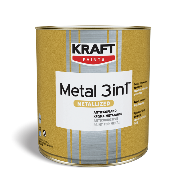 Metal 3in1 Μetallized μεταλλιζέ ματ αντισκωριακό χρώμα μετάλλων σε 6 αποχρώσεις 0.75 lt