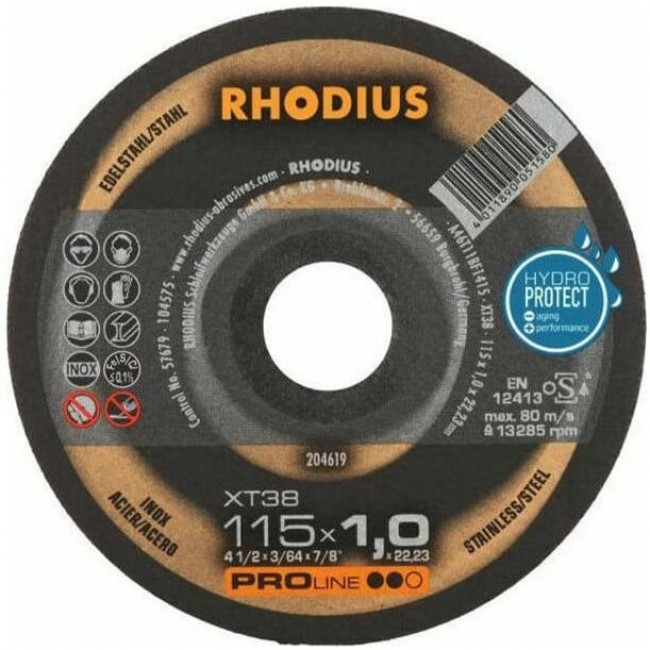 Rhodius τροχός κοπής XT38 115 mm x 1,0 για inox & σίδηρο