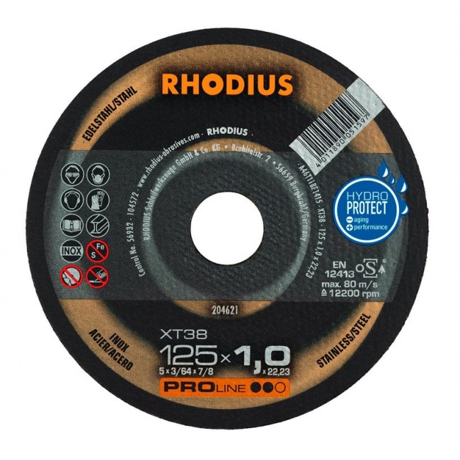 Rhodius τροχός κοπής XT38 125 mm x 1,0 για inox & σίδηρο
