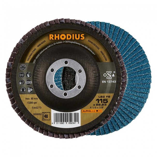Rhodius φτερωτός τροχός λείανσης LSZ F2 Φ 115 mm No 60 για μέταλλο