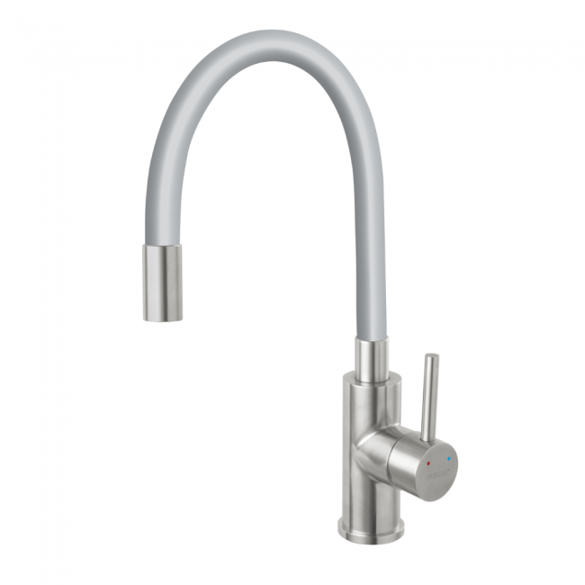 Ferro ψηλή βρύση πάγκου μίξεως Zumba με γκρι εύκαμπτο ρουξούνι inox mat