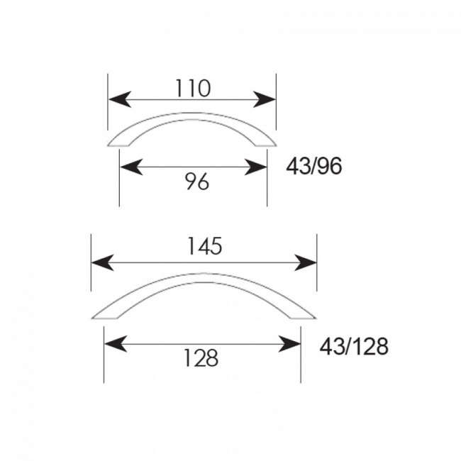 Zogometal λαβή 43 σε 2 μεγέθη 96 & 128 mm λευκό ματ