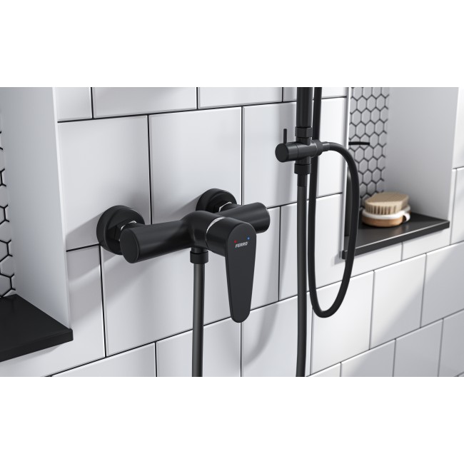 Ferro βρύση ντουζιέρας BAG7BL Algeo Black μαύρη