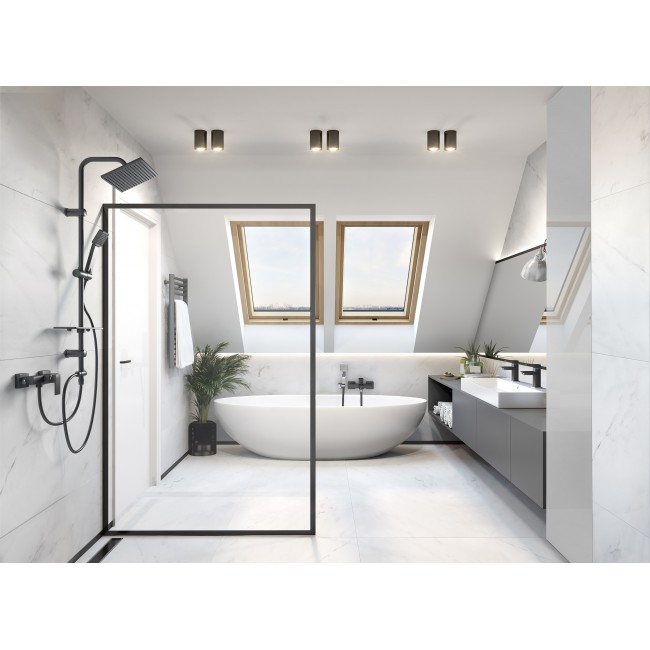 Ferro κολώνα ντους Squerto Lux με σπιράλ και τηλέφωνο μαύρο