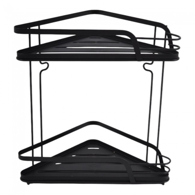 Ankor γωνιακή ραφιέρα μπάνιου διπλή μαύρη ματ