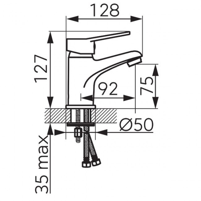 Ferro βρύση νιπτήρα BIS2 ISSO με βαλβίδα χρωμέ