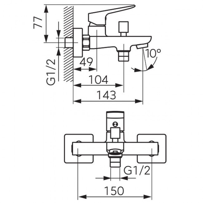 Ferro βρύση λουτρού Vitto χρωμέ
