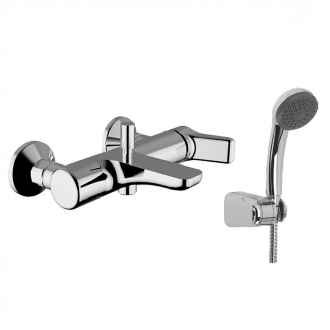 Zipponi βρύση λουτρού GF160 Green με σπιράλ και τηλέφωνο χρωμέ 