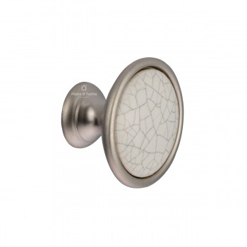 Πομολάκι Haifel 523-00 Φ33 κρακελέ λευκό - νίκελ σατινέ