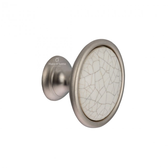 Πομολάκι Haifel 523-00 Φ33 κρακελέ λευκό - νίκελ σατινέ