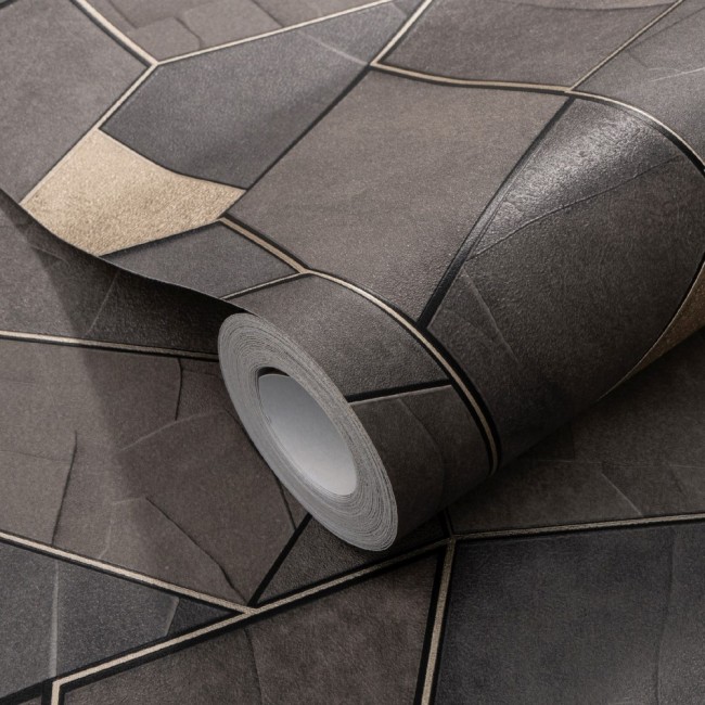 Erismann Elle Decoration 4 ταπετσαρία τοίχου 10445-37 απομίμηση μωσαϊκού καφέ & χρυσό