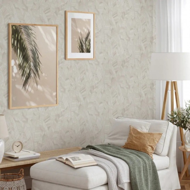 Erismann Elle Decoration 4 ταπετσαρία τοίχου 10446-14 απομίμηση βιτρώ / φύλλα κρεμ