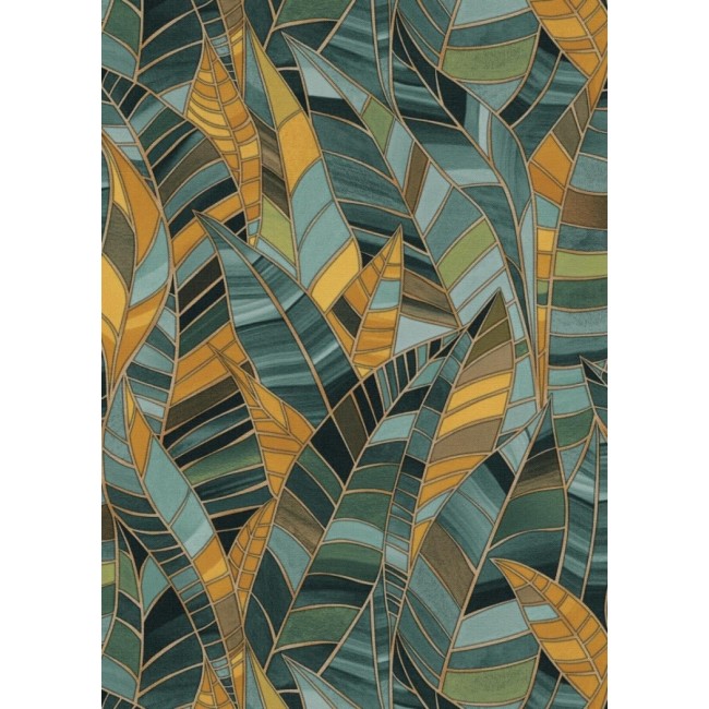 Erismann Elle Decoration 4 ταπετσαρία τοίχου 10446-19 απομίμηση βιτρώ / φύλλα πράσινο