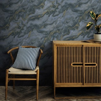 Erismann Elle Decoration 4 ταπετσαρία τοίχου 10447-08 απομίμηση μάρμαρου μπλε - χρυσό