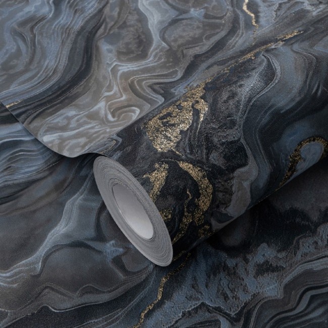 Erismann Elle Decoration 4 ταπετσαρία τοίχου 10447-08 απομίμηση μάρμαρου μπλε - χρυσό