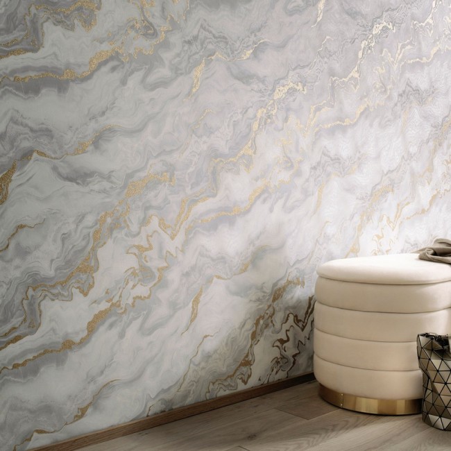 Erismann Elle Decoration 4 ταπετσαρία τοίχου 10447-31 απομίμηση μάρμαρου γκρι - λευκό