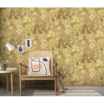 Erismann Secret Garden ταπετσαρία τοίχου 10506-20 φλοράλ καφέ και κίτρινο
