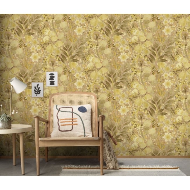 Erismann Secret Garden ταπετσαρία τοίχου 10506-20 φλοράλ καφέ και κίτρινο