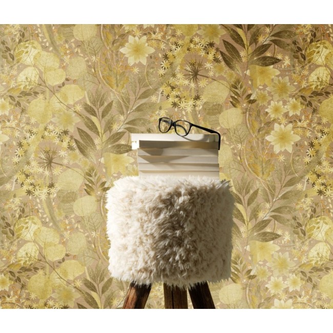 Erismann Secret Garden ταπετσαρία τοίχου 10506-20 φλοράλ καφέ και κίτρινο