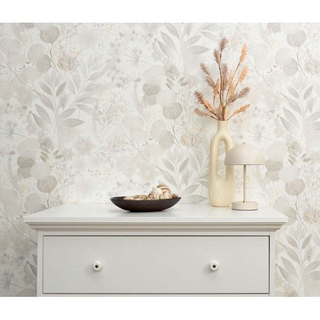 Erismann Secret Garden ταπετσαρία τοίχου 10506-31 φλοράλ λευκό & γκρι