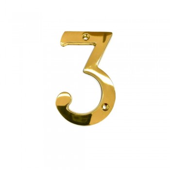 Oem mini βιδωτός αριθμός οικίας Νο 3 χρυσό γυαλιστερό