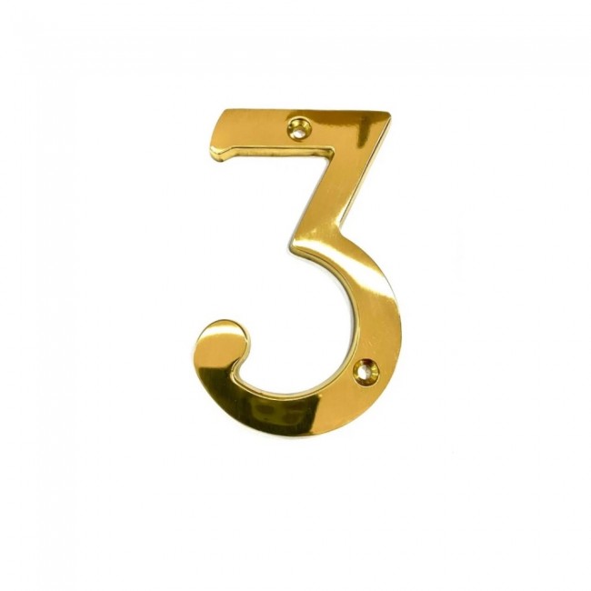 Oem mini βιδωτός αριθμός οικίας Νο 3 χρυσό γυαλιστερό